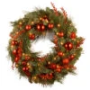National Tree Company 24in Decorative Red Mixed Wreath With Battery Operated Warm White LED Lights Home