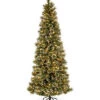 National Tree Company 7.5ft Glittery Bristle Pine Slim Tree With 600 LED Lights Home