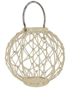 National Tree Company 12in Round Rope Weave Candle Lantern Home