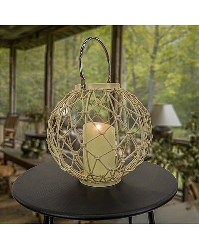 National Tree Company 12in Round Rope Weave Candle Lantern Home 2 National Tree Company 12in Round Rope Weave Candle Lantern Home - Image 2
