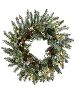 National Tree Company 24in Snowy Morgan Spruce Wreath With Twinkly Led Lights Home