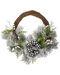 National Tree Company 22in Snowy Christmas Wreath With Bow Home