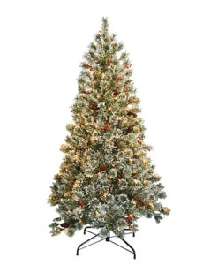 National Tree Company 6ft Crystal Cashmere Tree With Pine Cones, Red Berries & 200 Clear Lights Home
