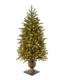 National Tree Company 4' Poly Jersey Fraser Fir Entrance Tree In Dark Bronze Plastic Pot With 100 Clear Lights-UL Home