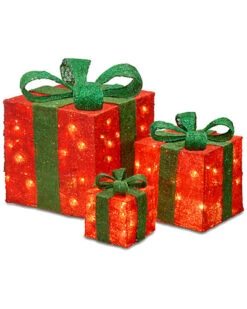 National Tree Company Set Of 3 Sisel Gift Boxes Home