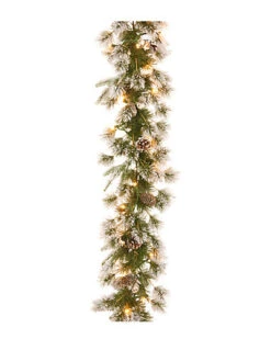 National Tree Company 9ft Feel Real Liberty Pine Garland With Snow & Pine Cones & 50 Clear Lights Home