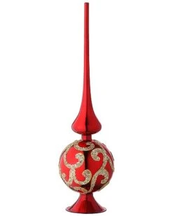 National Tree Company 15in Burgundy And Glass Christmas Tree Topper Home