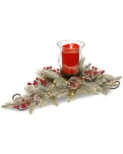 National Tree Company 30in Feel-Real Snowy Bristle Centerpiece Home