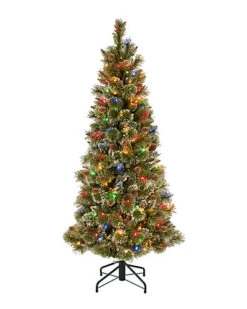National Tree Company 5' Glistening Pine Pencil Slim Hinged Tree Home