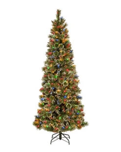 National Tree Company 7' Glistening Pine Pencil Slim Hinged Tree Home