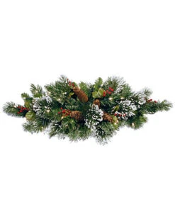 National Tree Company 32in Wintry Pine Table Piece With Cones Red Berries Home