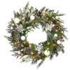National Tree Company, Pre-Lit Artificial Christmas Wreath, Alpine Collection Decorated, With Warm White LED Lights, Battery Powered, 30 In
