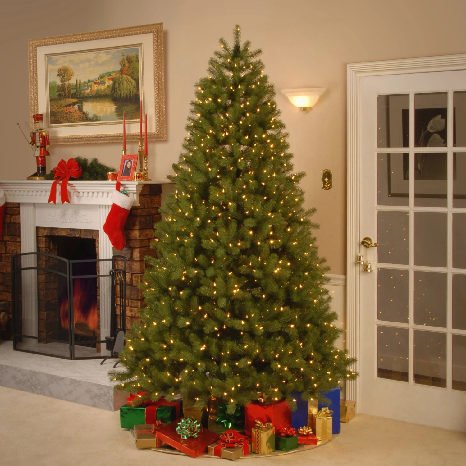 National Tree Company Pre-Lit 'Feel Real' Artificial Full Downswept Christmas Tree, Green, Douglas Fir, Dual Color LED Lights, Includes Stand And PowerConnect, 6.5 Feet 2 National Tree Company Pre-Lit 'Feel Real' Artificial Full Downswept Christmas Tree, Green, Douglas Fir, Dual Color LED Lights, Includes Stand And PowerConnect, 6.5 Feet - Image 2
