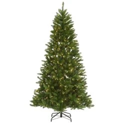 National Tree Company Pre-Lit Artificial Christmas Tree, Peyton Spruce, Green, White Lights, Includes Stand, 6.5 Feet