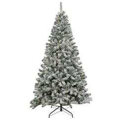 National Tree Company 7.5 Feet Pre-lit Artificial Frosted Bonnyville Spruce Hinged Tree, 700 Clear Lights- UL