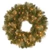 National Tree Company Pre-Lit Artificial Christmas Wreath, Green, Carolina Pine, White Lights, Decorated With Pine Cones, Christmas Collection, 24 Inches