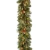 National Tree Company Pre Lit Artificial Garland, Carolina Pine, Green, Decorated With Pine Cones, White Lights, Plug In, Christmas Collection, 9 Feet
