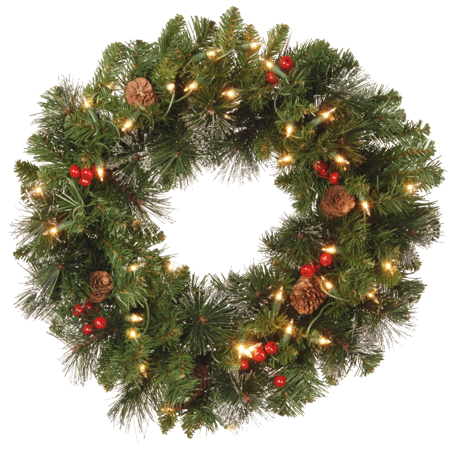 National Tree Company 20in Crestwood® Spruce Wreath With Clear Lights 1 National Tree Company 20in Crestwood® Spruce Wreath With Clear Lights