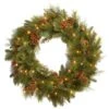 National Tree Company 30in Decorative Collection Noble Mixed Wreath With Battery Operated Warm White LED Lights