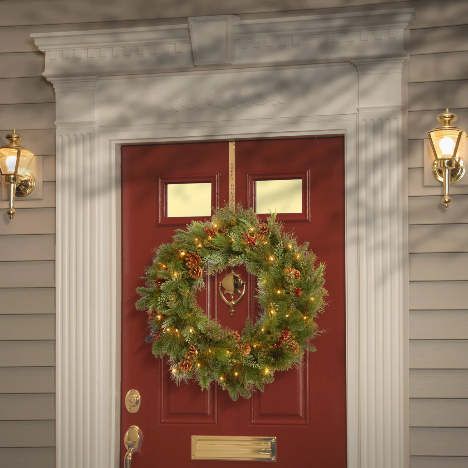 National Tree Company 30in Decorative Collection Noble Mixed Wreath With Battery Operated Warm White LED Lights 2 National Tree Company 30in Decorative Collection Noble Mixed Wreath With Battery Operated Warm White LED Lights - Image 2