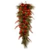 National Tree Company Pre-Lit Artificial Christmas Teardrop, Green, Evergreen, White Lights, Decorated With Red Ball Ornaments, Branches, Christmas Collection, 36 Inches