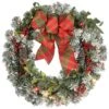 National Tree Company 24" General Store Snowy Wreath With LED Lights And Bow