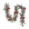 National Tree Company Pre Lit Artificial Garland, General Store, Green, Frosted, Decorated With Frosted Pine Cones, Berry Clusters, Plaid Bows, Warm White LED Lights, Battery Powered, Christmas Collection, 9 Feet