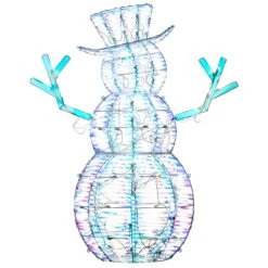 National Tree Company Pre Lit Iridescent Snowman Decoration, Cool White LED Lights, Plug In, Christmas Collection, 48 Inches