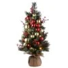 National Tree Company Pre-Lit Artificial Christmas Tree, Green, Dakota Pine, White LED Lights, Decorated With Pine Cones, Ball Ornaments, Includes Cloth Bag Base, Battery Operated, 3 Feet