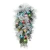 National Tree Company Snowy Pine Decorated Teardrop With Snow Covered Branches And Ball Christmas Ornaments, 33 In