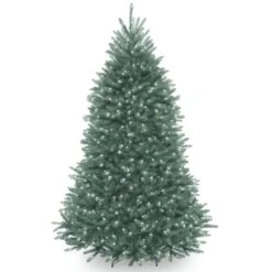 National Tree Company Pre-Lit Artificial Full Christmas Tree, Blue, Dunhill Fir, White Lights, Includes Stand, 6.5 Feet