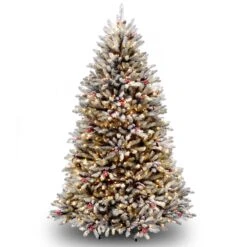 National Tree Company Pre-Lit Artificial Full Christmas Tree, Green, Dunhill Fir, White Lights, Includes Stand, 6.5 Feet
