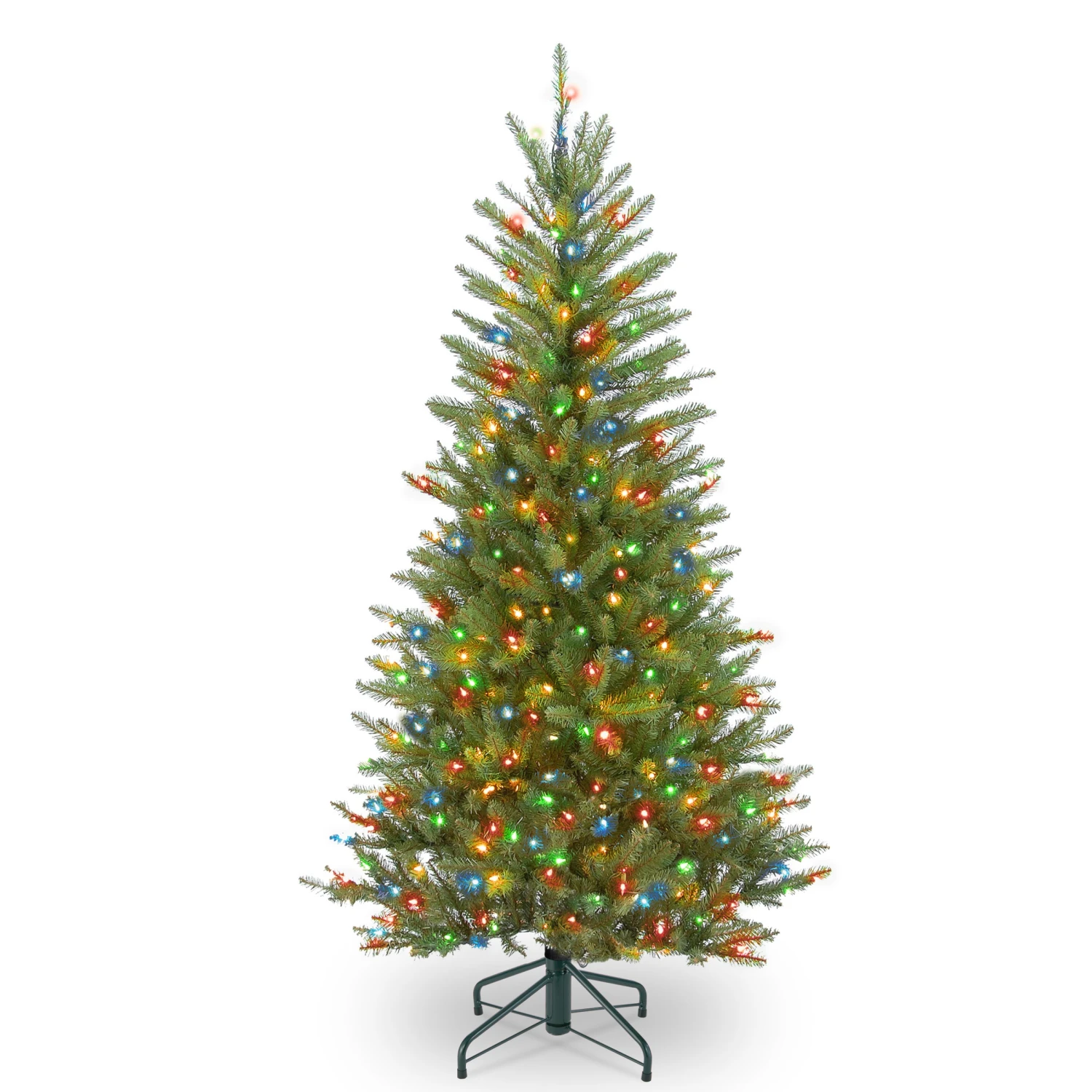 National Tree Company Pre-Lit Artificial Slim Christmas Tree, Green, Dunhill Fir, Multicolor Lights, Includes Stand, 4.5 Feet 1 National Tree Company Pre-Lit Artificial Slim Christmas Tree, Green, Dunhill Fir, Multicolor Lights, Includes Stand, 4.5 Feet