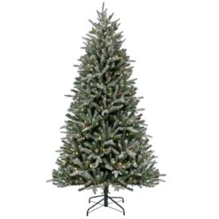 National Tree Company 7 Ft Pre-Lit Snowy Olallie Pine Tree With LED Lights