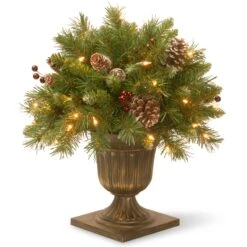 National Tree Company 18in Frosted Berry Porch Bush With Clear Lights