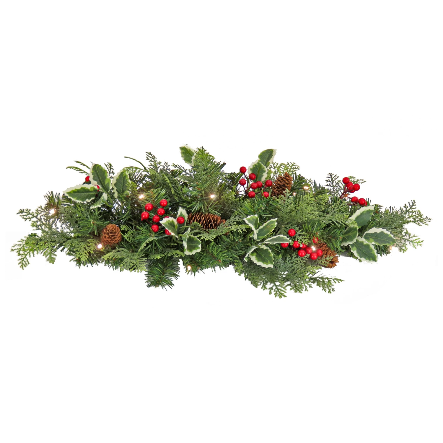 National Tree Company First Traditions 24" Pre-Lit Holly Berry Centerpiece 1 National Tree Company First Traditions 24" Pre-Lit Holly Berry Centerpiece
