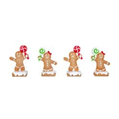 National Tree Company Four Piece First Traditions Gingerbread Cookie Card Holders