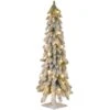 National Tree Company Pre-Lit Artificial Christmas Tree, Snowy Downswept, Green, White Lights, Includes Stand, 4 Feet