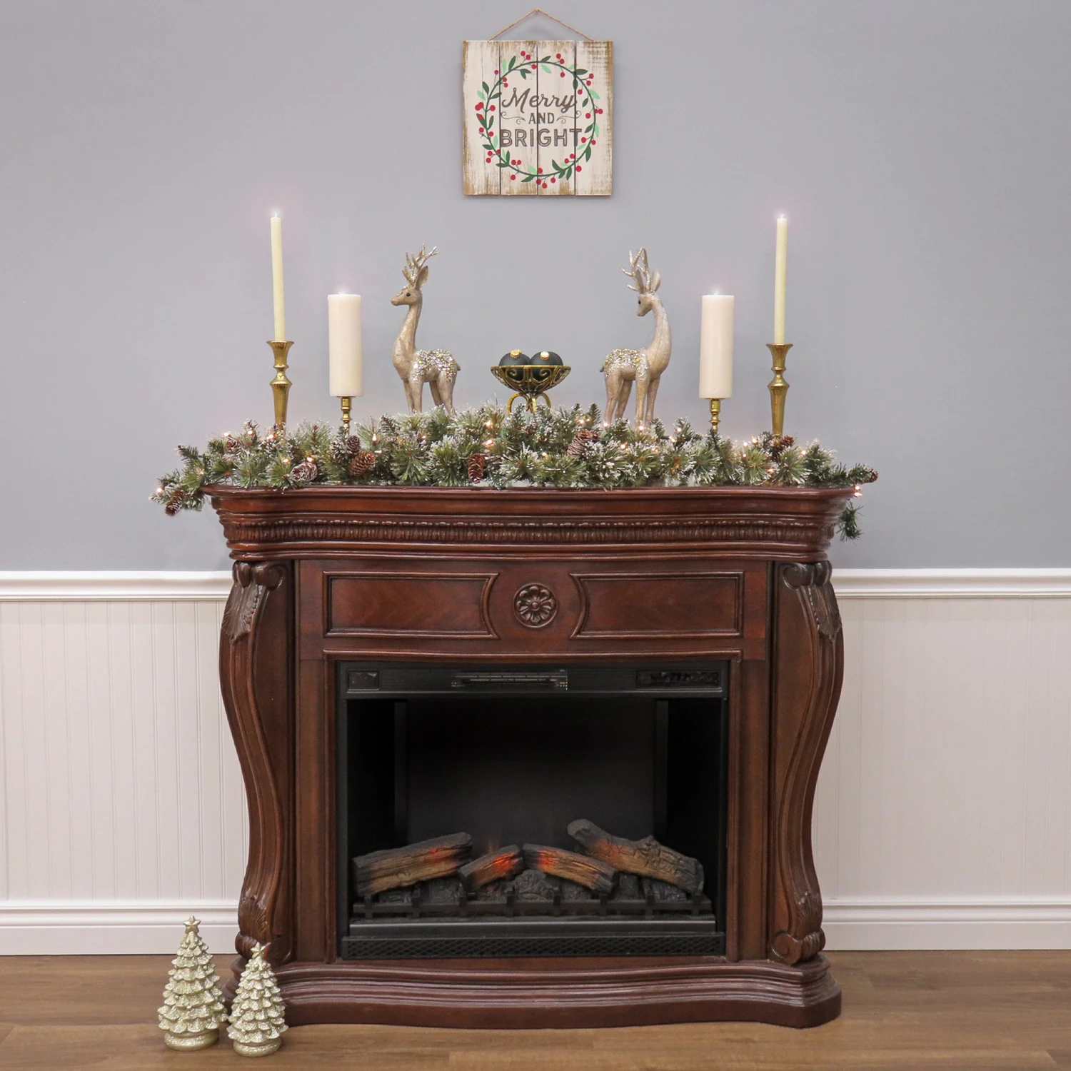 National Tree Company 6 Ft. Glittery Bristle(R) Pine Mantel Swag With Clear Lights 2 National Tree Company 6 Ft. Glittery Bristle(R) Pine Mantel Swag With Clear Lights - Image 2