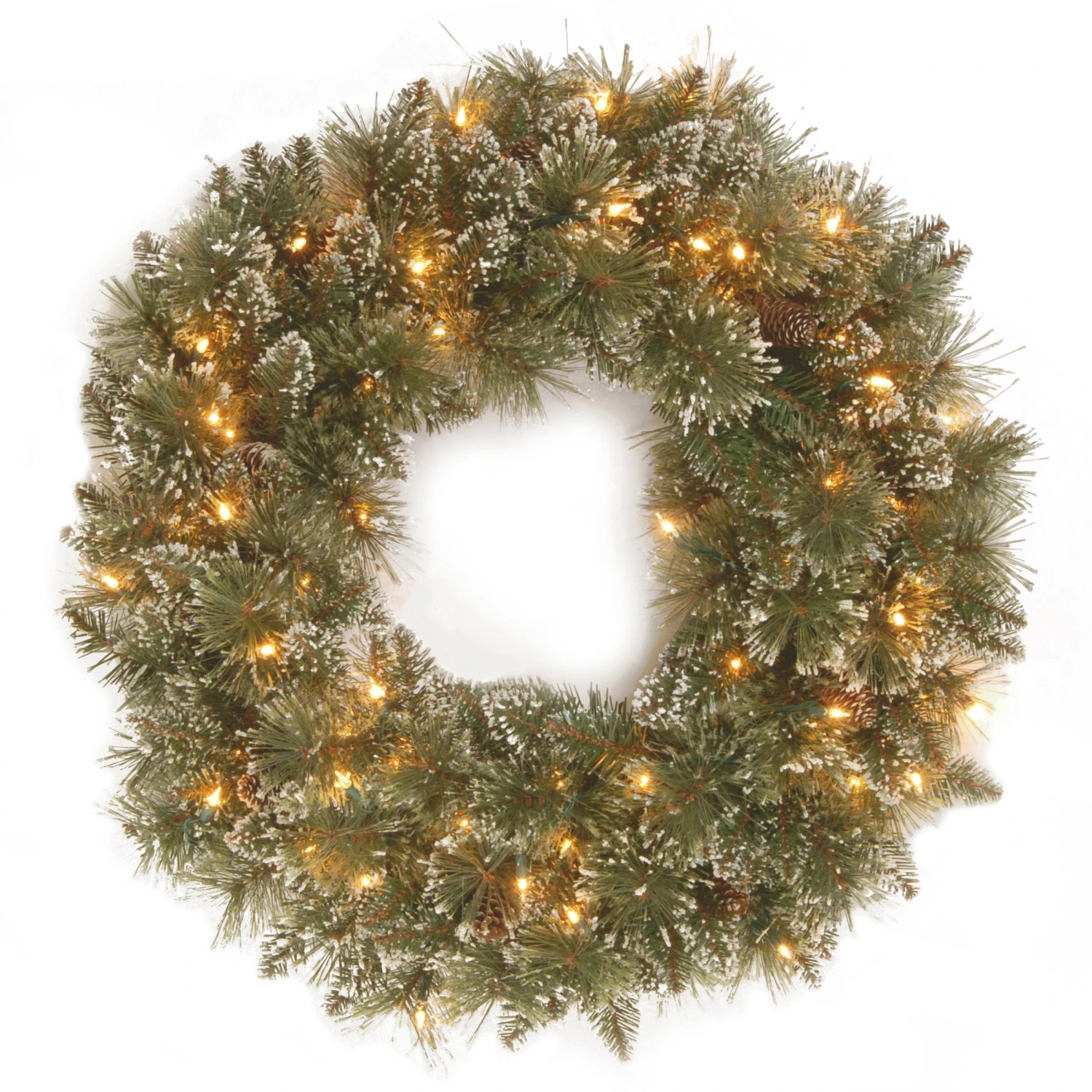 National Tree Company, Pre-Lit Artificial Christmas Wreath, Glittery Bristle Pine With Twinkly LED Lights, Plug In, 24 In 1 National Tree Company, Pre-Lit Artificial Christmas Wreath, Glittery Bristle Pine With Twinkly LED Lights, Plug In, 24 In
