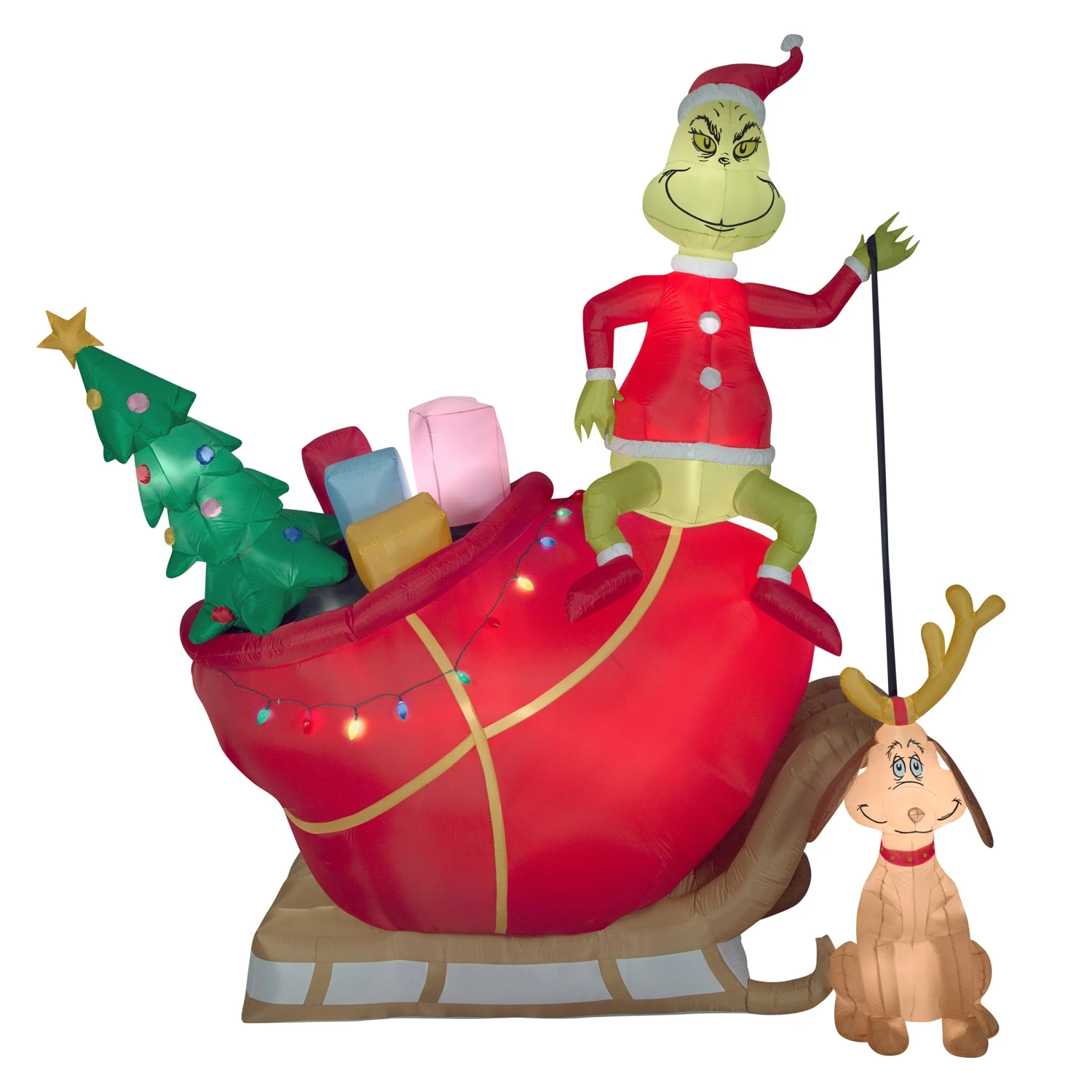 National Tree Company Inflatable Grinch On Sleigh With Max, LED Lights, Plug In, Christmas Collection, 12 Feet 1 National Tree Company Inflatable Grinch On Sleigh With Max, LED Lights, Plug In, Christmas Collection, 12 Feet