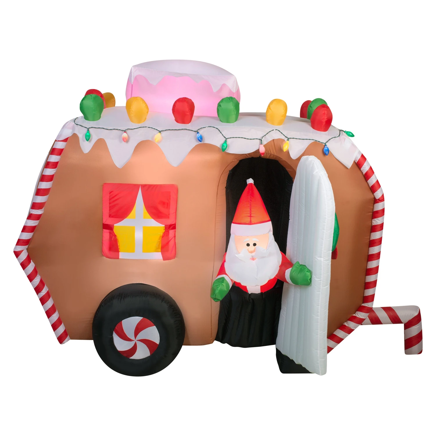 National Tree Company Inflatable Gingerbread Trailer With Santa, LED Lights, Plug In, Christmas Collection, 7.5 Feet 1 National Tree Company Inflatable Gingerbread Trailer With Santa, LED Lights, Plug In, Christmas Collection, 7.5 Feet