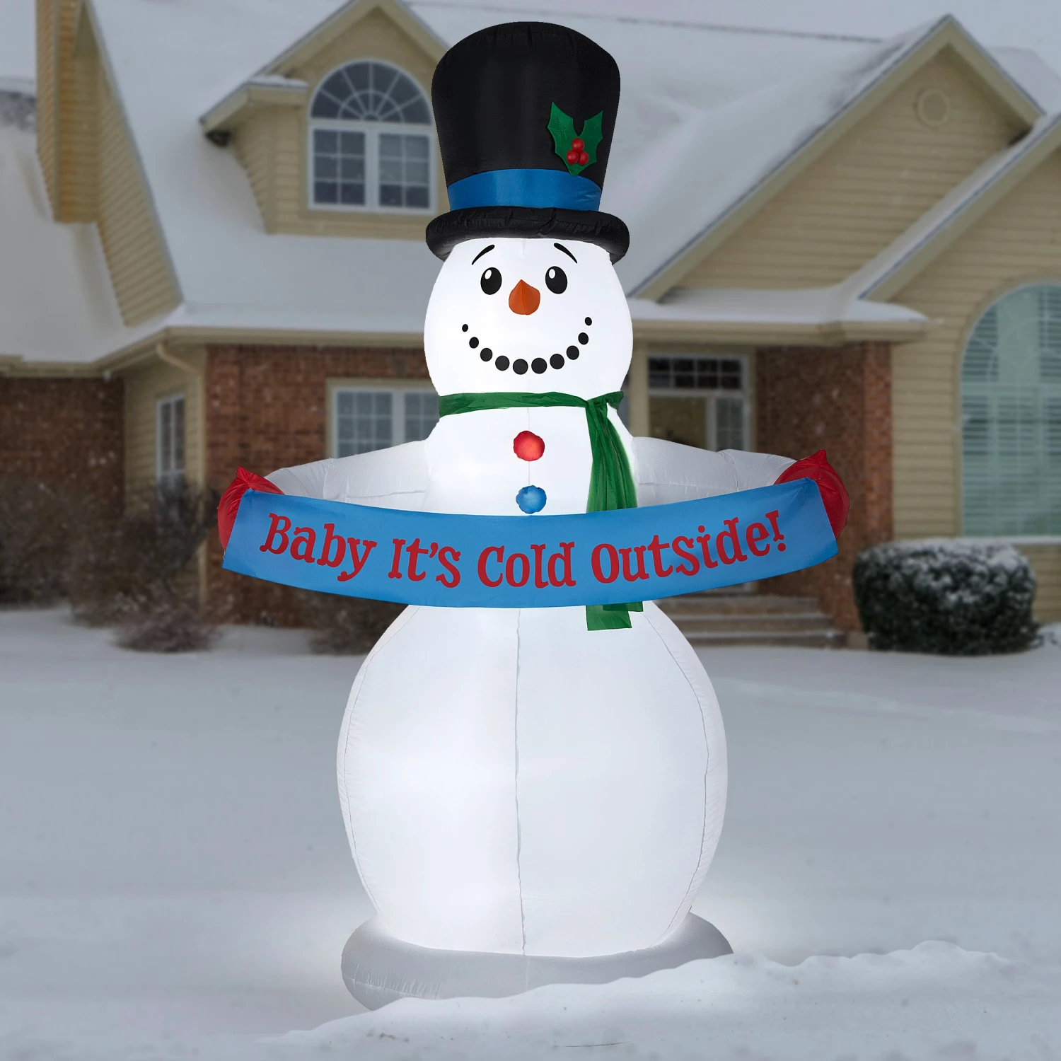 National Tree Company Inflatable Snowman With Sign, LED Lights, Plug In, Christmas Collection, 8 Feet 2 National Tree Company Inflatable Snowman With Sign, LED Lights, Plug In, Christmas Collection, 8 Feet - Image 2
