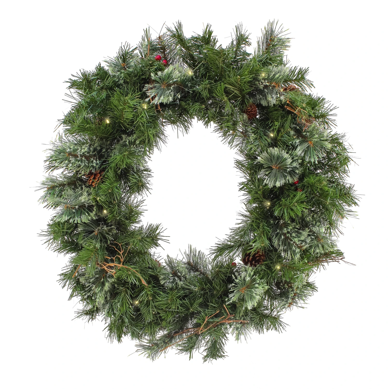 National Tree Company 30" Glistening Pine Wreath With LED Lights 1 National Tree Company 30" Glistening Pine Wreath With LED Lights