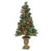 National Tree Company Artificial Glistening Pine Entrance Christmas Tree With Red Berries And Pinecones, Pre-Lit With Clear Incandescent Lights, Plug In, 4 Ft