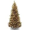 National Tree Company Pre-Lit Artificial Slim Christmas Tree, Green, Glittery Bristle Pine, White Lights, Flocked With Pine Cones, Frosted Branches, Includes Stand, 7.5 Feet