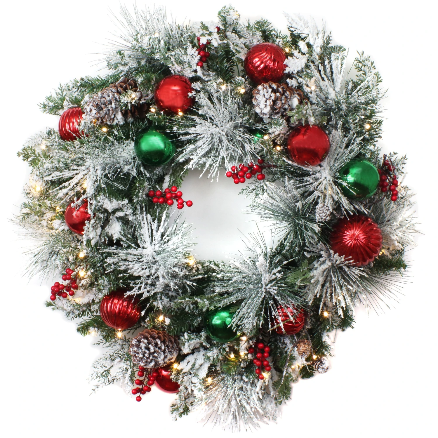 National Tree Company 30" General Store Frosted Wreath With LED Lights 1 National Tree Company 30" General Store Frosted Wreath With LED Lights