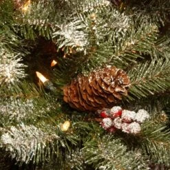 National Tree Company 7.5' PreLit Dunhill Fir Slim Flocked Red Berry Pinecone Hinged Artificial Christmas Tree -National Tree Company Store GUEST 521d84fe 9500 4c17 bb75 fcd3bc4b2a12