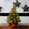 2' Prelit Majestic Spruce Artificial Christmas Tree In Burgundy Cloth Bag Warm White Lights - National Tree Company