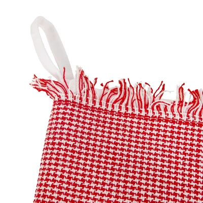 18" Red HGTV Home Collection Plaid Fringe Stripe Cotton Christmas Stocking - National Tree Company 2 18" Red HGTV Home Collection Plaid Fringe Stripe Cotton Christmas Stocking - National Tree Company - Image 2